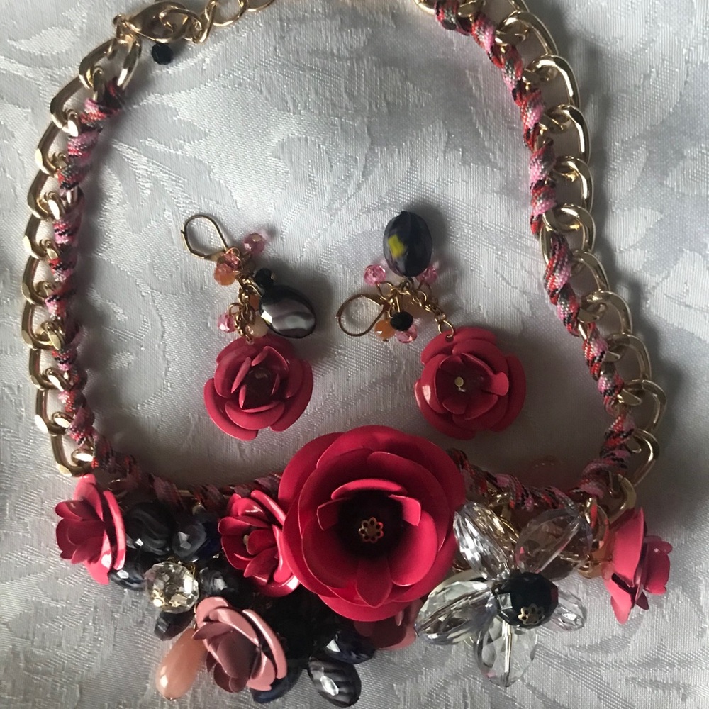 Eye Candy Floral Bouquet Necklace & Earrings
